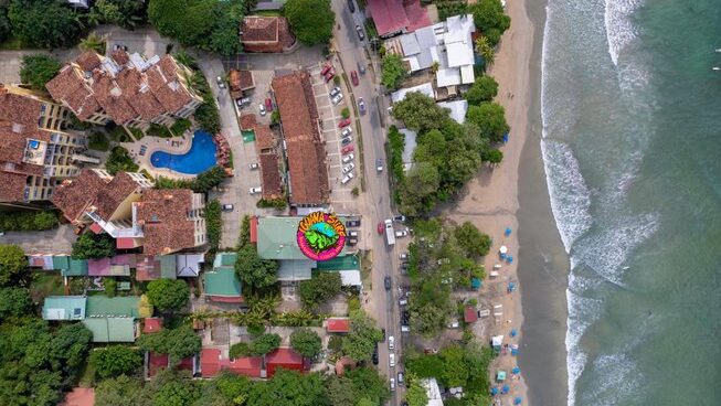 Drone view of location of Iguana Surf Camp in Tamarindo surf camp