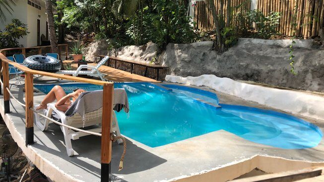 The swimming pool at Pura Vida Surfers Surf and Yoga Retreat in Santa Teresa