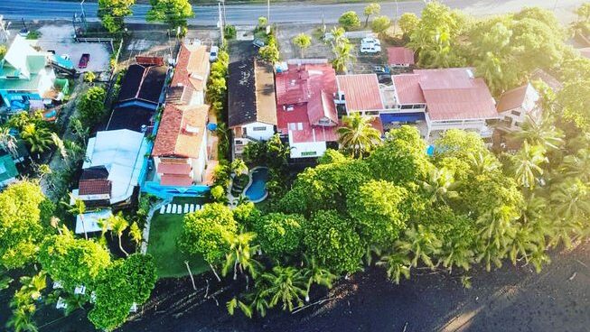 Drone view of Surf Inn Hermosa surf camp Costa Rica