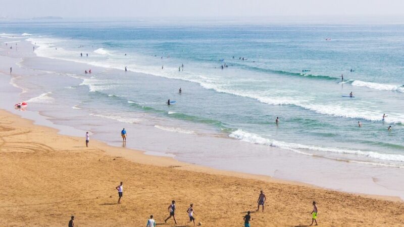 view of the beach and surf from a Taghazout surf and yoga retreat