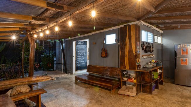 accommodation at night at Akih Pods Hostel in Santa Teresa