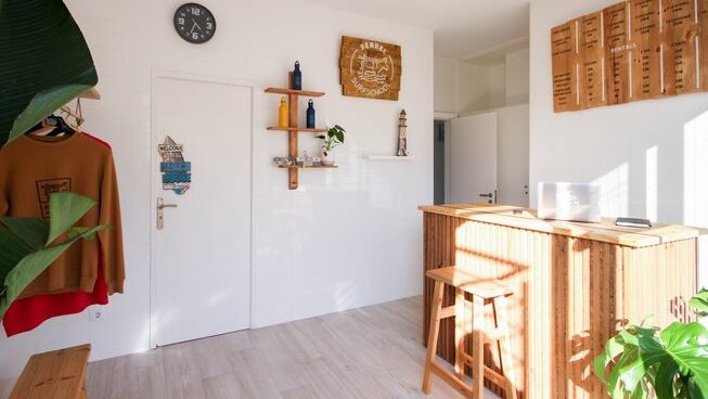 accommodation with kitchen at Ferrel Surf House surf camp in Peniche Portugal