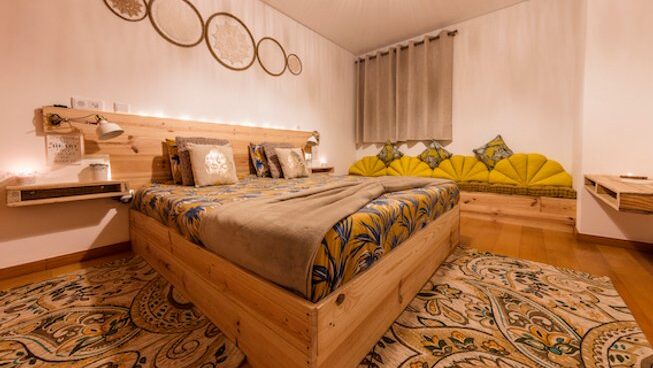 Accommodation of bed and room at Golden Waves Surf and Yoga Lodge surf camp Portugal