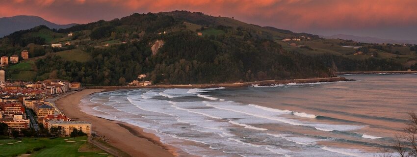 Sunsetting over Surf camp Zarautz Spain