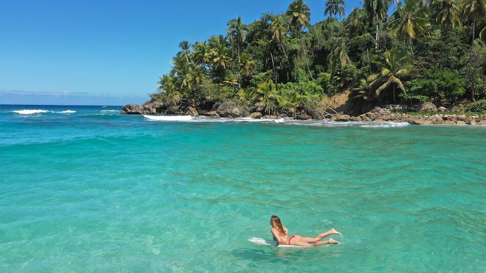 Surfer in the water at the best surf camps for beginners Sri Lanka