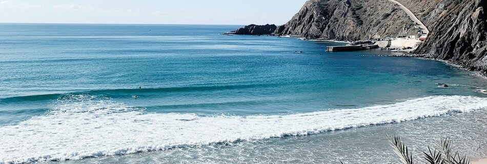 Blue water and cliffs at best surf camps in Portugal for beginners