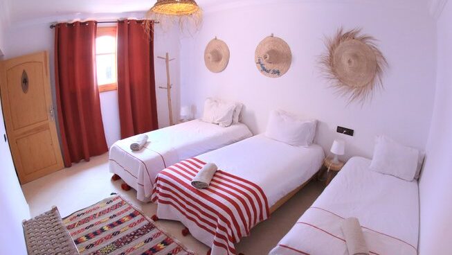 Accommodation beds at Moana Surf Maroc surf camp