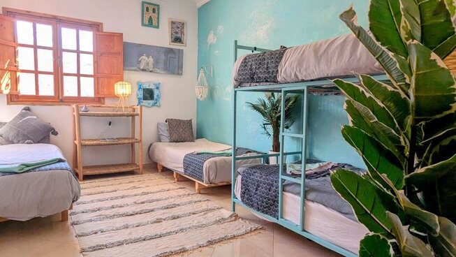 Accommodation with bunk beds at Surf Paradise Morocco surf camp