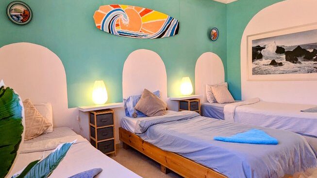 Accommodation with single beds at Surf Paradise Morocco surf camp