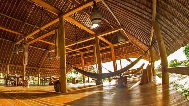 hammocks under cover at Hidden Bay Resort Mentawais