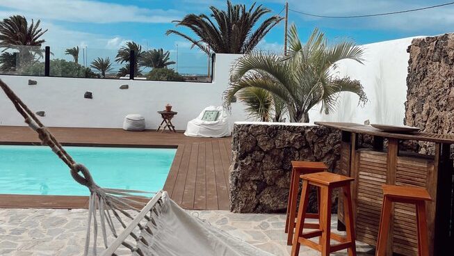 pool and hammock at Surf & Yoga Retreats Fuerteventura