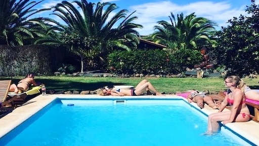 a relaxing pool Fuerteventura surf holiday at Tai Chi Fuerteventura Wellbeing Retreat