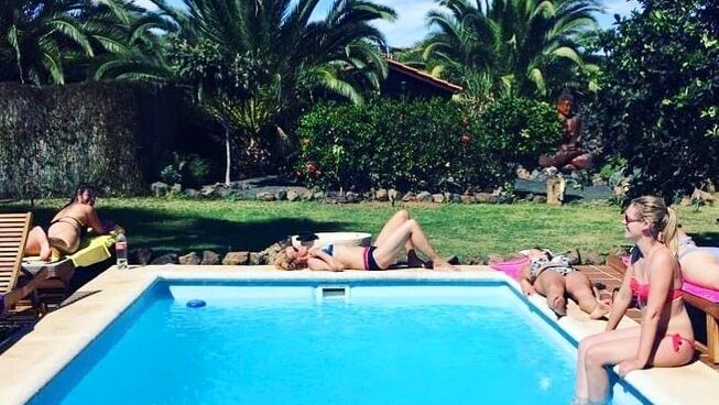 pool with greenery with Tai Chi Fuerteventura Wellbeing Retreat