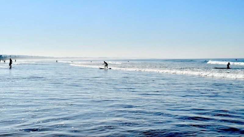 blue skies with the ocean and Agadir surf