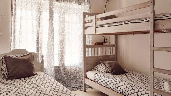 bunk beds at a surf hostel Peniche