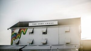 Sunset at a surf lodge, illustrating what is a surf camp.