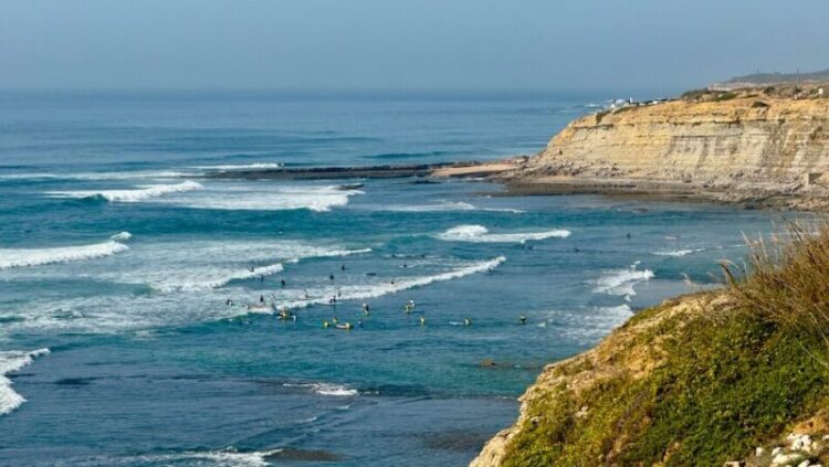 Learner surfers out in Ericeira Portugal
