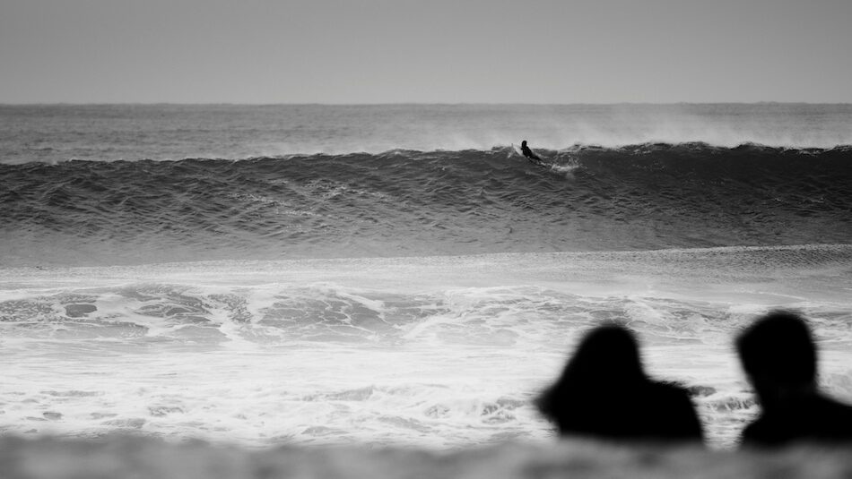 Empty wave in Peniche Portugal black and white