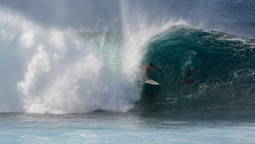Surfer inside a barrell in Lanzarote waves