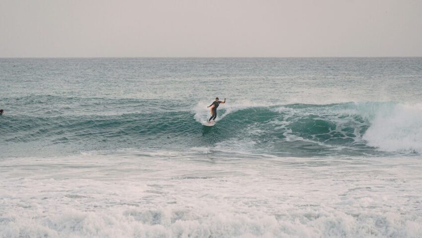 surfer doing a cutback in Taghzout Morocco at Anchor Point