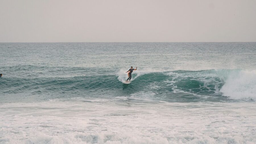 surfer on a wave in Taghazout Morocco