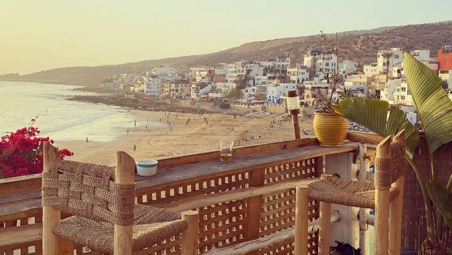 two benches over looking Taghazout