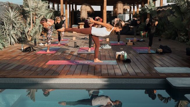 People doing yoga at The Salty Peniche