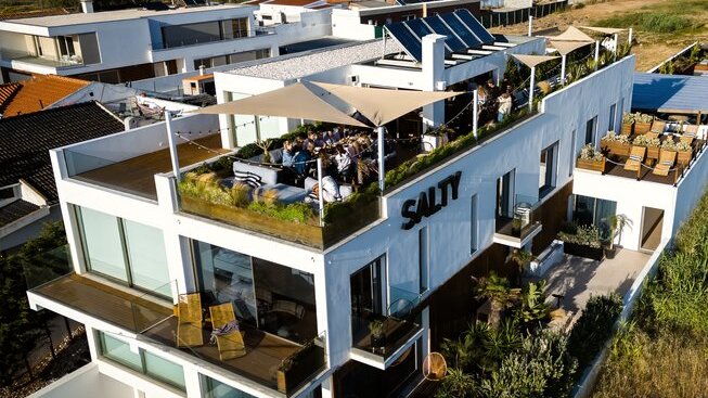 The Salty Peniche accommodation taken with a drone