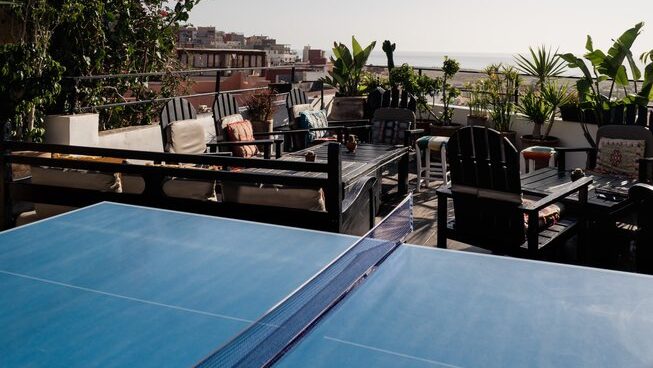ping pong table and outdoor area at The Surf Hotel Morocco