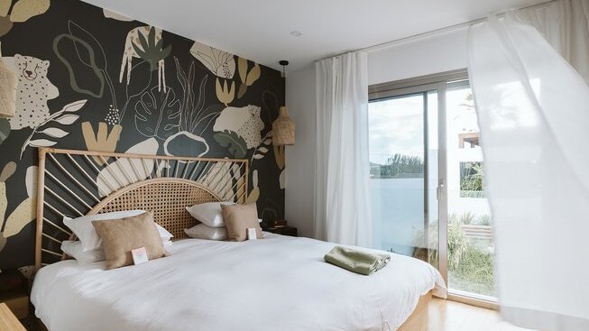queen bed accommodation at The Salty Peniche