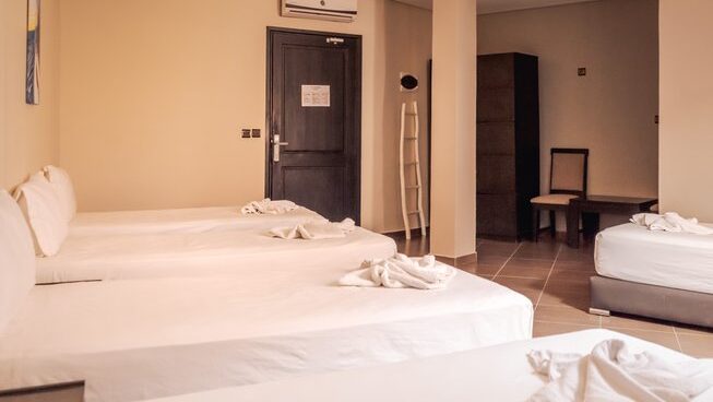 single beds in a room at The Surf Hotel Morocco